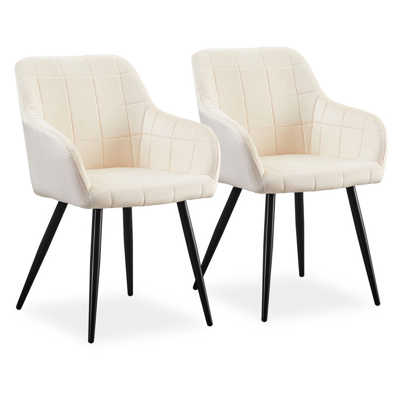 Clipop - Dining Chairs 2X Velvet Upholstered Kitchen Counter Chair Cream