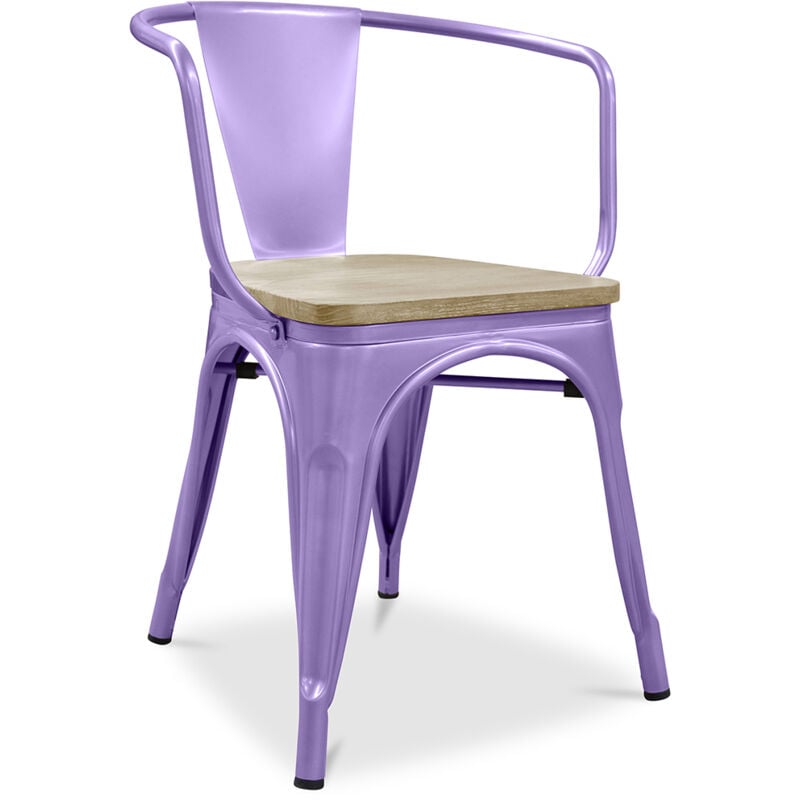Dining Chair with Armrests - Wood and Steel - Stylix