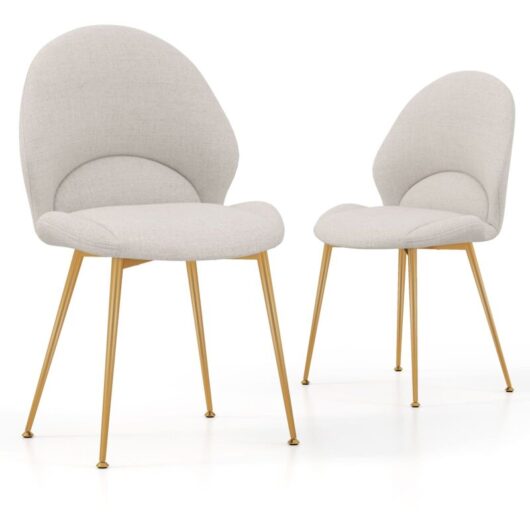 Dining Chairs Set of 2 Upholstered Accent Chairs w/ Curved Backrest - Costway