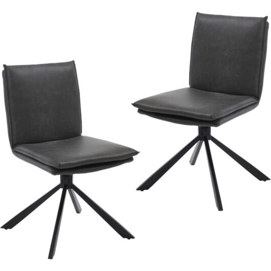 Dining Chairs Set of 2 in pu Leather Modern Simple Chairs Armless Swivel Kitchen Chairs for Living Room Reception, Gray, Chairus