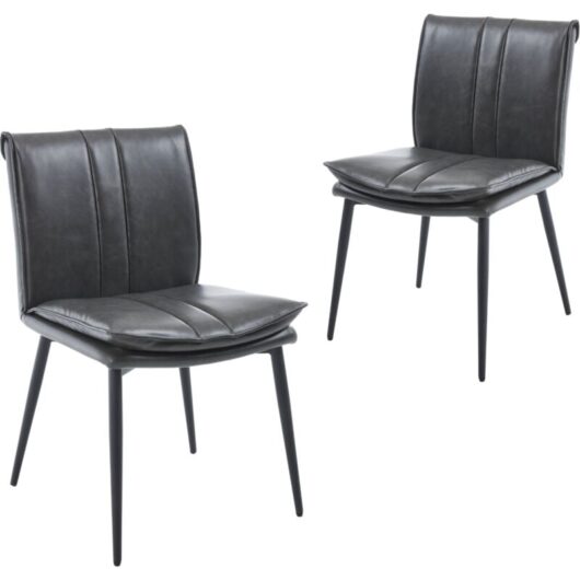 Dining Chairs Set of 2 in pu Leather Upholstered Modern Kitchen Chairs with Backrest for Living Room Restaurant, Gray, Wahson