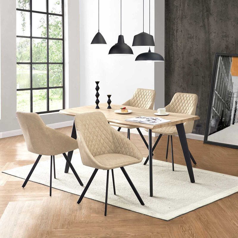 Dining Chairs Set of 2 pu Leather Kitchen Counter Chairs with Backrest and Sturdy Metal Legs, Retro Reception Chairs for Home Office Restaurant,Beige