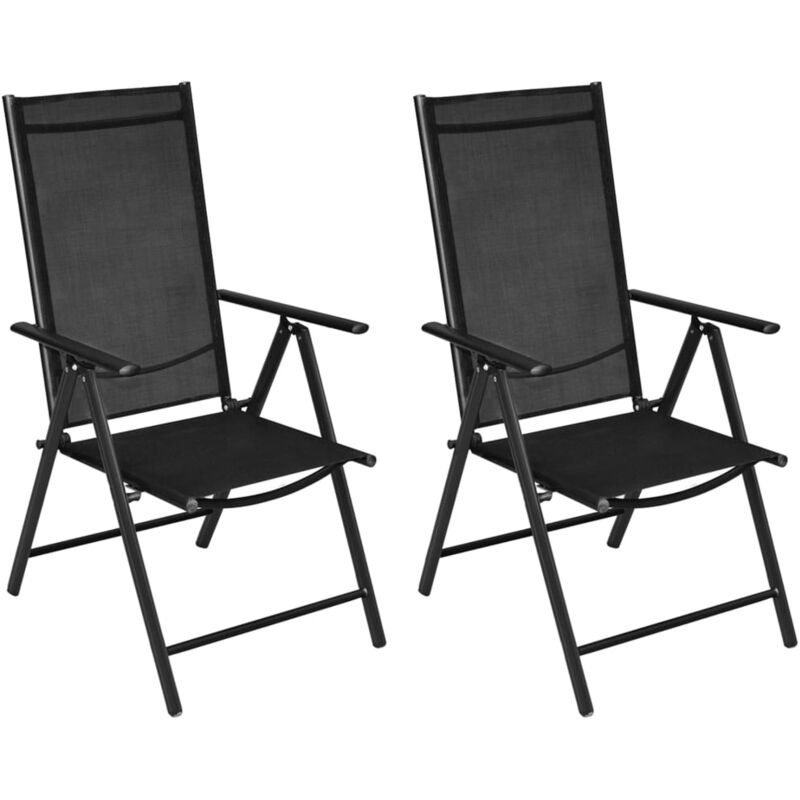 Folding Garden Chairs 2 pcs Aluminium and Textilene Black Vidaxl