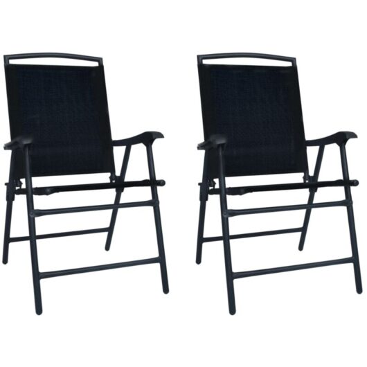 Folding Garden Chairs 2 pcs Texilene Black Vidaxl