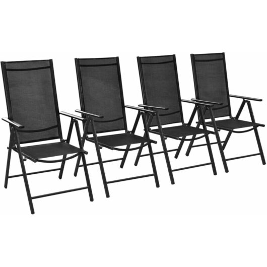 Folding Garden Chairs 4 pcs Aluminium and Textilene Black Vidaxl