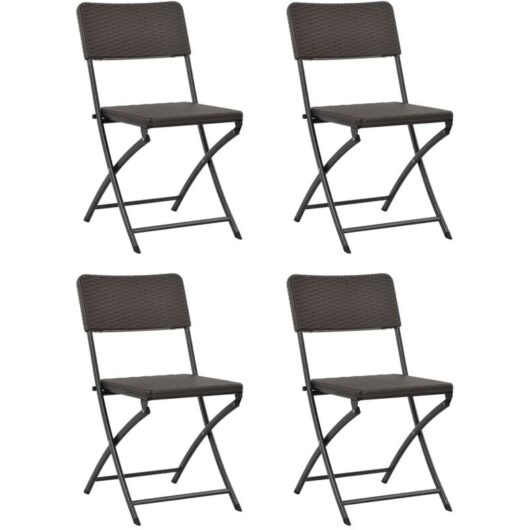 Folding Garden Chairs 4 pcs hdpe and Steel Brown Vidaxl