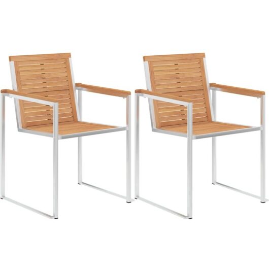 Garden Chairs 2 pcs Solid Teak Wood and Stainless Steel Vidaxl