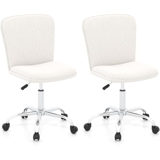 Height-adjustable Ergonomic Chair Office Desk Chair w/ Wheels-White - Costway
