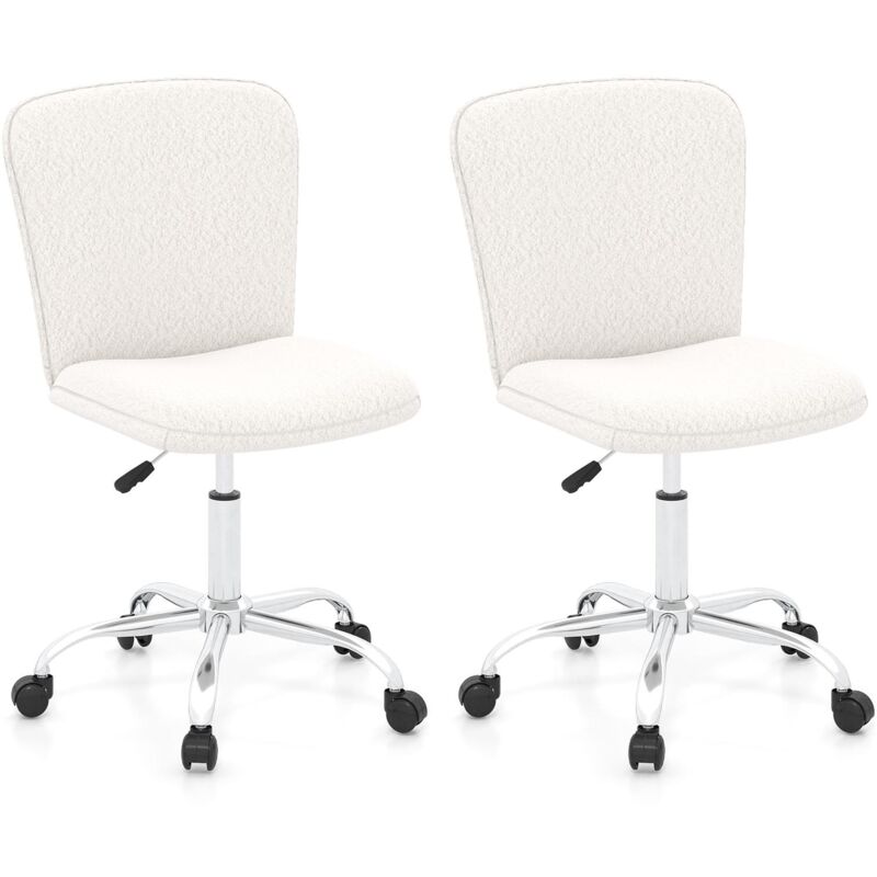 Height-adjustable Ergonomic Chair Office Desk Chair w/ Wheels-White - Costway