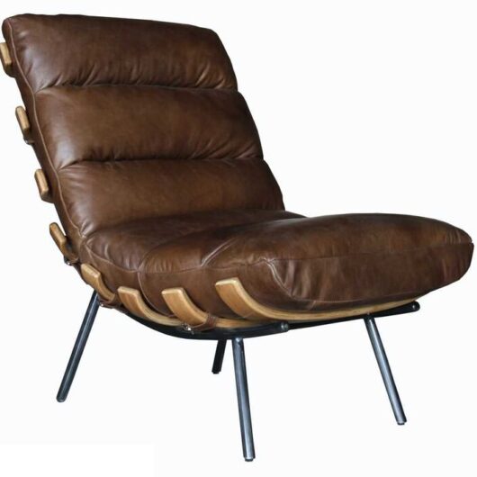 Horley Vintage Leather Lounge Chair Mid-Century Modern Brown Armchair