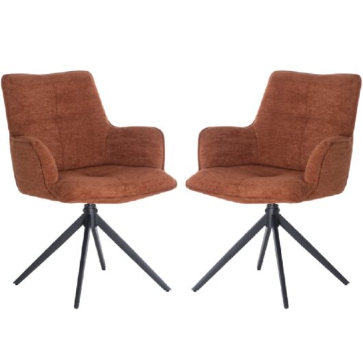 Joplin Tan Fabric Dining Chairs With Metal Base In Pair