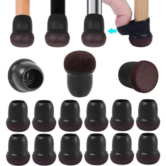 Linghhang - 24pcs Chair Leg Caps 14-19mm with Felt Pads, Furniture Leg Covers, Chair Leg Cups Furniture Protector