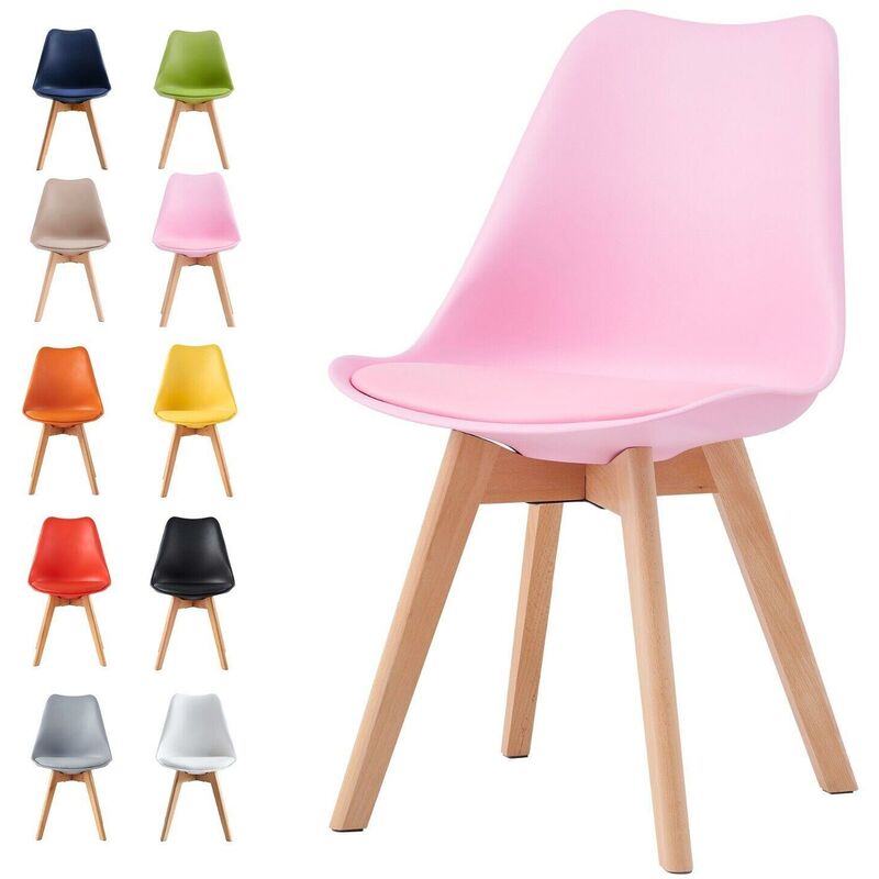 Mcc Direct - Dining Chairs Designer Side Chairs Wooden Legs Office Home Commercial eva pink 1
