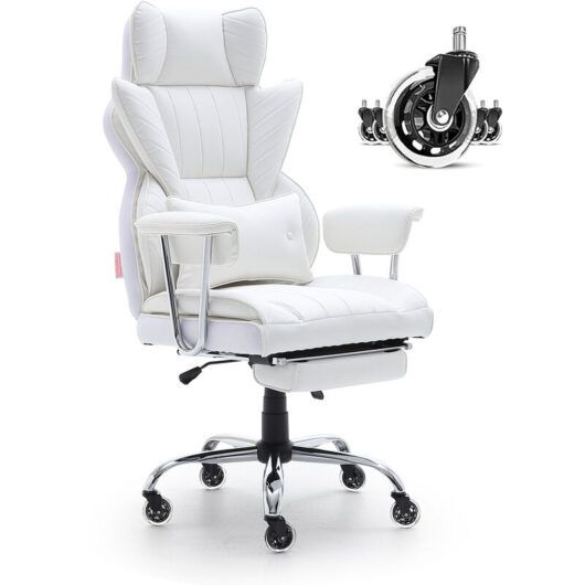 Mophorn - vevor Reclining Office Chair with Footrest, Heavy Duty pu Leather Wide Office Chair, Big and Tall Executive Office Chairs with Lumbar