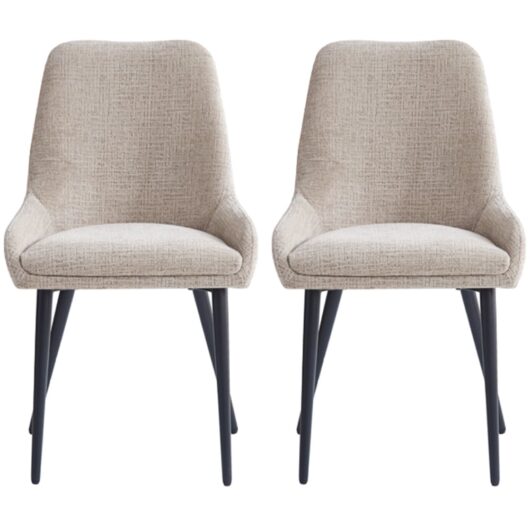 Omaha Biscuit Fabric Dining Chairs In Pair