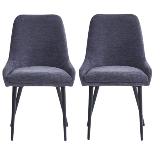 Omaha Graphite Grey Fabric Dining Chairs In Pair