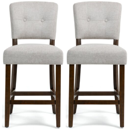 Ontario Beige Fabric Bar Chairs In Pair