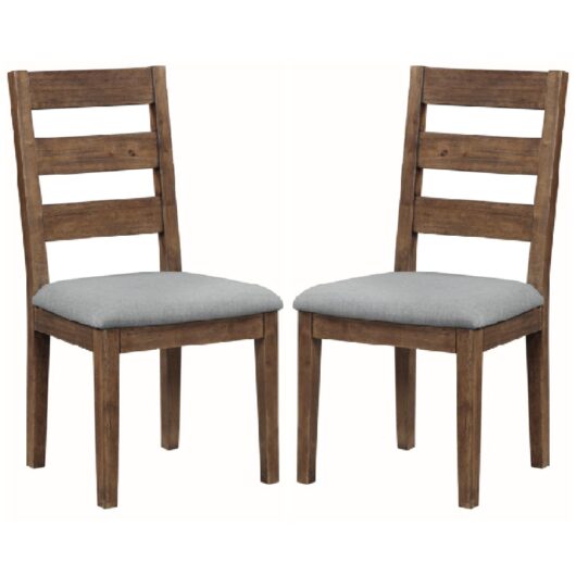 Ontario Dark Oak Wooden Dining Chairs With Fabric Seat In Pair
