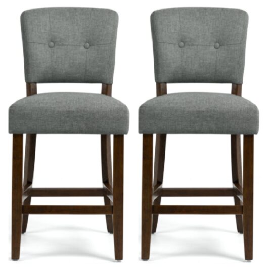 Ontario Grey Fabric Bar Chairs In Pair