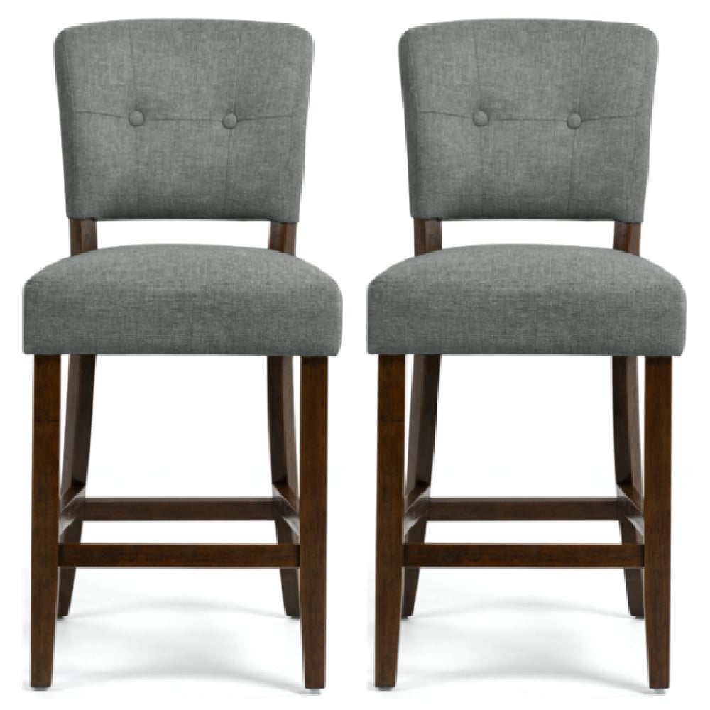 Ontario Grey Fabric Bar Chairs In Pair