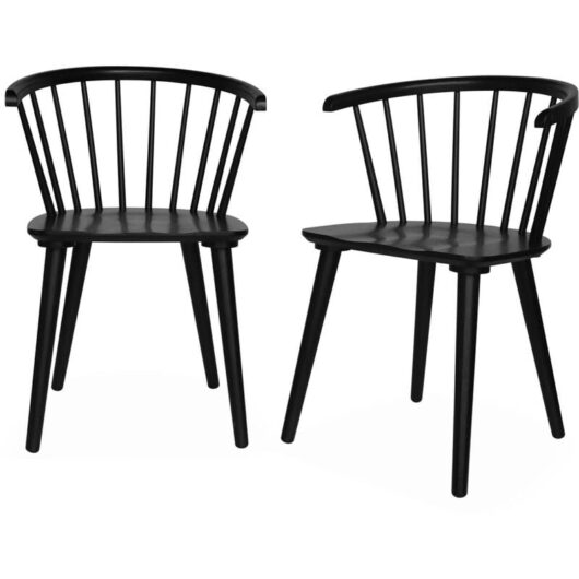 Pair of chairs in walnut wood and plywood, Paula, Black, 51x53x75 cm