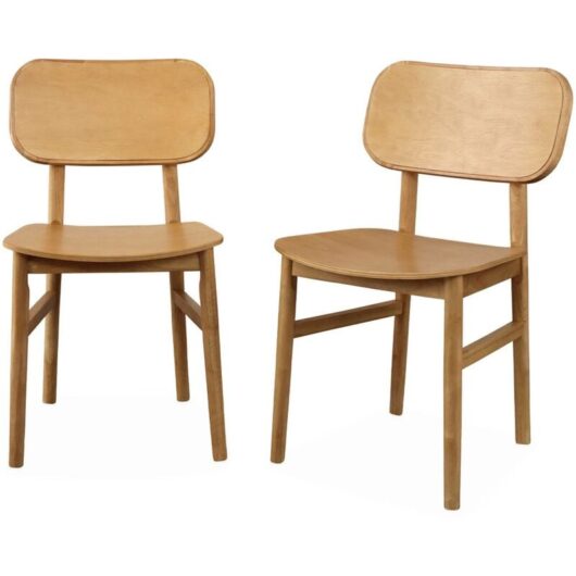 Pair of hevea wood chairs, Olympie, Natural, 52x45x80 cm