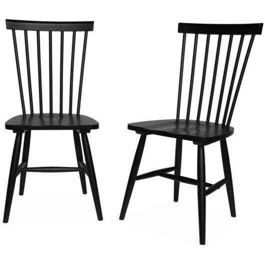 Pair of wooden dining chairs, Romie, Black, 49x44x90 cm