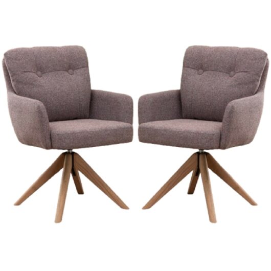 Petaluma Blush Granite Fabric Dining Chairs With Oak Legs In Pair