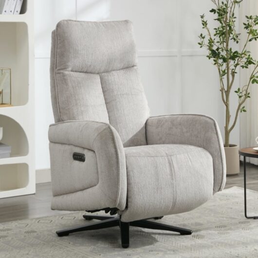 Prato Fabric Electric Recliner Chair In Rabbit