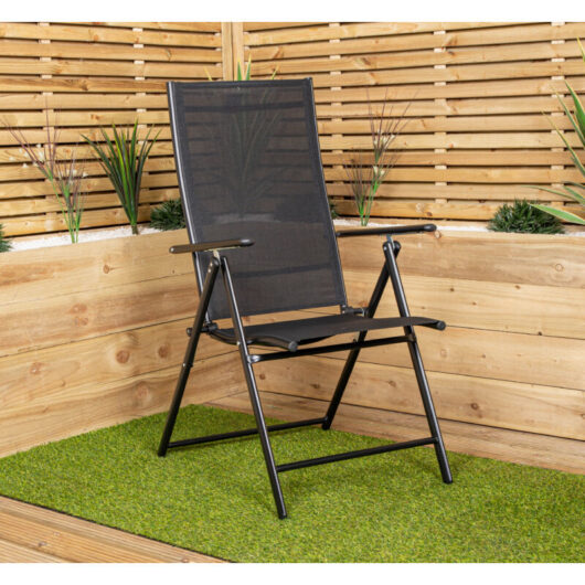 Samuel Alexander - Outdoor Garden Patio Multi Position Reclining Folding Chair in Black