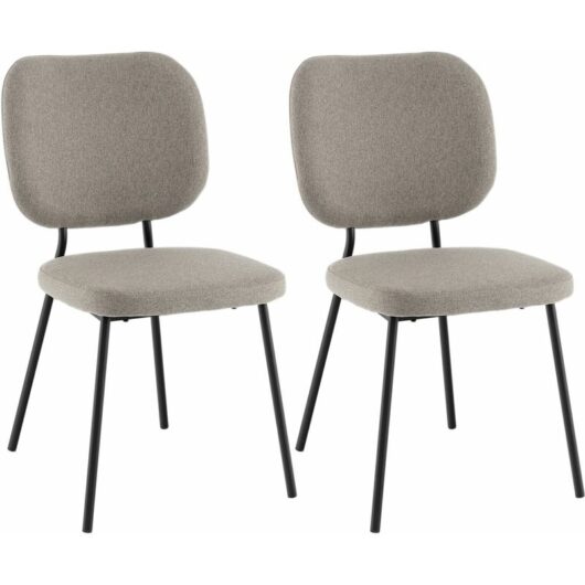 Set of 2 Dining Chairs Padded Kitchen Linen chair Armless Side Chair Curved Back