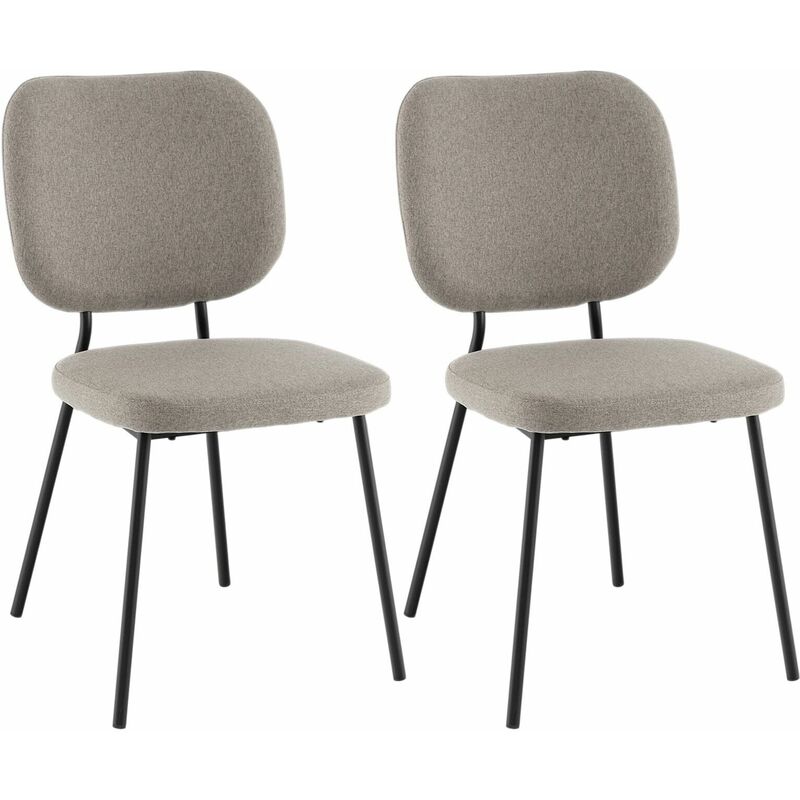 Set of 2 Dining Chairs Padded Kitchen Linen chair Armless Side Chair Curved Back