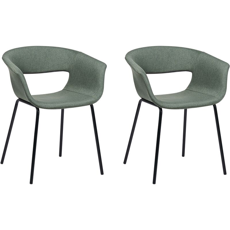 Set of 2 Modern Chairs Upholstered Seats Metal Legs for Dining Room Kitchen Dark Green Abilene