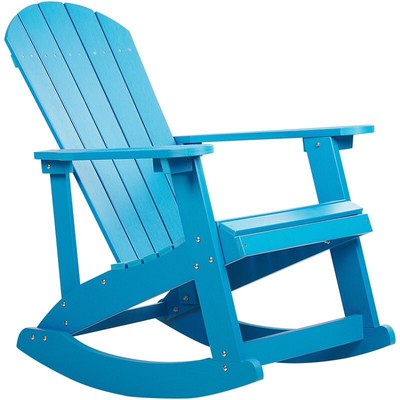 Traditional Garden Lounge Rocking Chair Slatted Design Indoor Outdoor Blue Adirondack