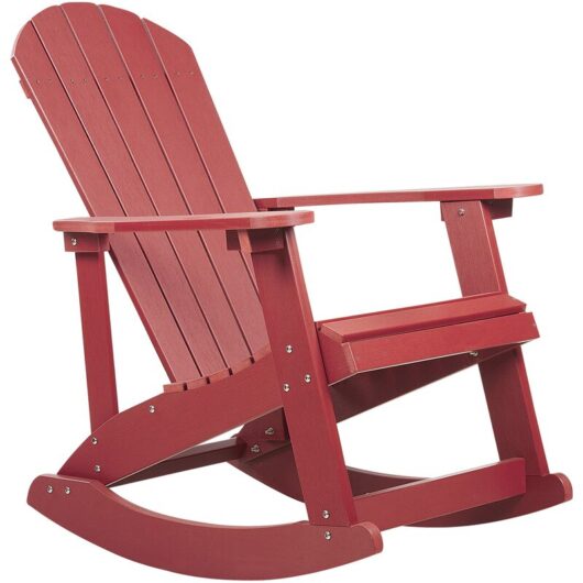 Traditional Garden Lounge Rocking Chair Slatted Design Indoor Outdoor Red Adirondack