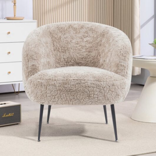 Waller Fabric Bedroom Chair With Black Legs In Fawn