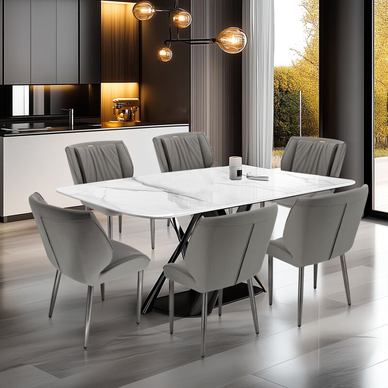 Widening Comfort Dining Chairs Luxury Faux Leather Upholstered Dinner Chairs (Set of 2) - Grey