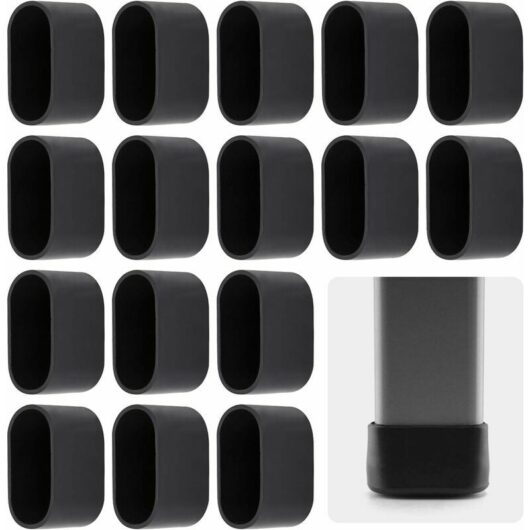16pcs Chair Leg Cap Chair Leg Protector Floor Protector Foot Caps Plastic Cap 38 x 20mm Black