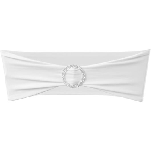 25 pcs White Stretchable Decorative Chair Band with Diamond Buckle vidaXL