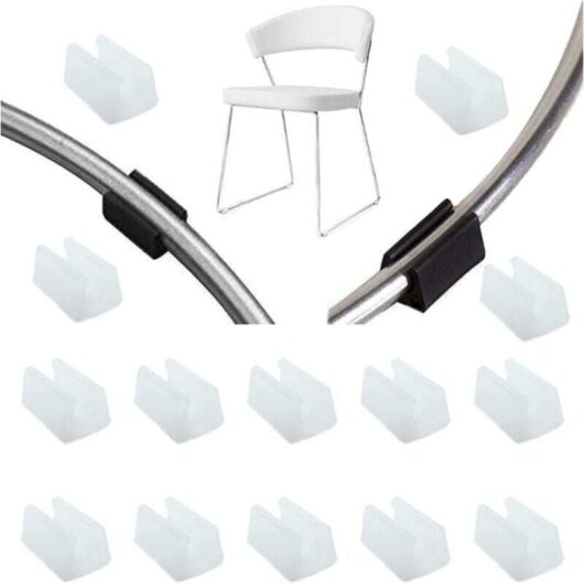 30 Pieces Chair Leg Caps, Pipe End Caps, Furniture Floor Protectors, U-shaped Plastic Chair Caps, Silicone Pipe Clamps (14 mm, White) YMYNY