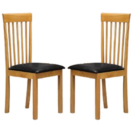 Aalto Oak Wooden Dining Chairs In Pair