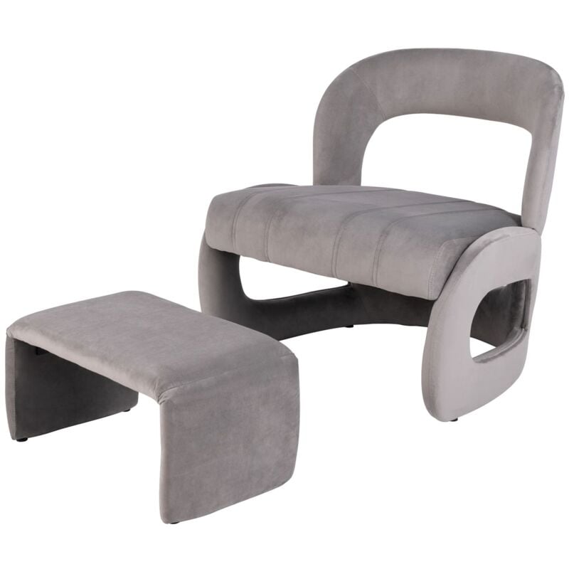 Accent Chair Upholstered Velvet Chair and Ottoman Set - Costway