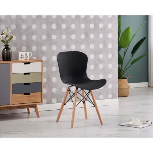 Alessia Eiffel Chair | Curved Back | Retro Design | Ribbed Chair | | Single | Black