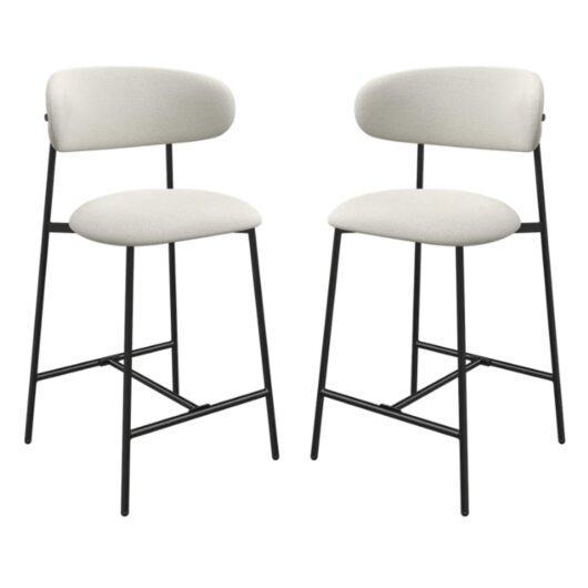 Amarillo Ivory Fabric Bar Chairs In Pair