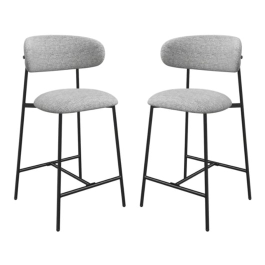 Amarillo Light Grey Fabric Bar Chairs In Pair