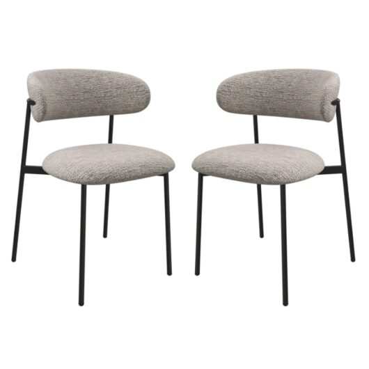 Amarillo Light Grey Fabric Dining Chairs In Pair