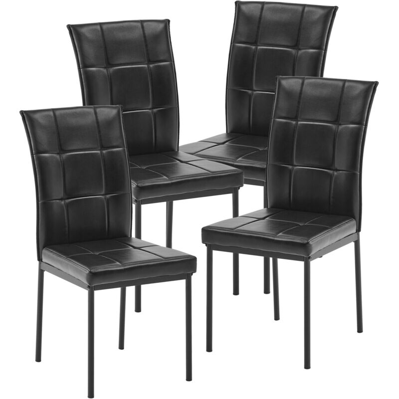 Artist Hand - Set of 4 Dining Chairs Faux Leather Modern Dining Room Kitchen Chairs Set with High Back and Sturdy Metal Legs for Living room, Dining
