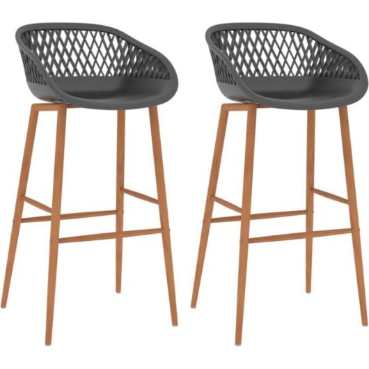 Bar Chairs 2 pcs Grey vidaXL