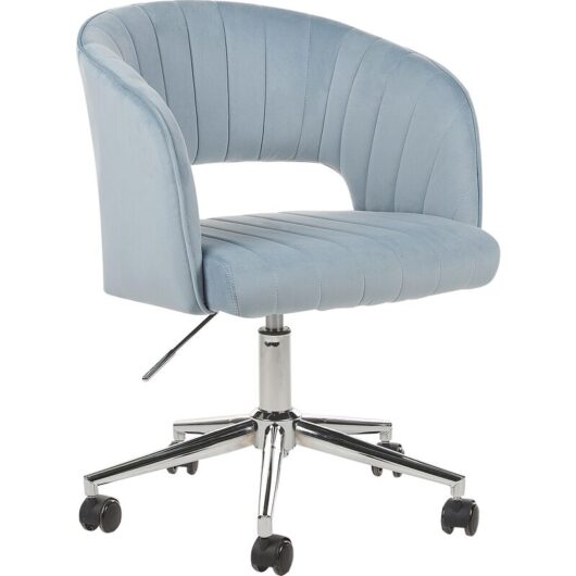 Beliani - Modern Swivel Office Chair Armchair Adjustable Height Velvet Light Blue Katonah