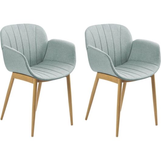 Beliani - Set of 2 Chairs Fabric Upholstery Modern Design Dining Room Seating Mint Green Alice